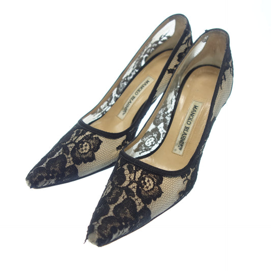 マノロブラニク ヒールパンプス レース レディース 36 黒 MANOLO BLAHNIK【AFC10】【中古】