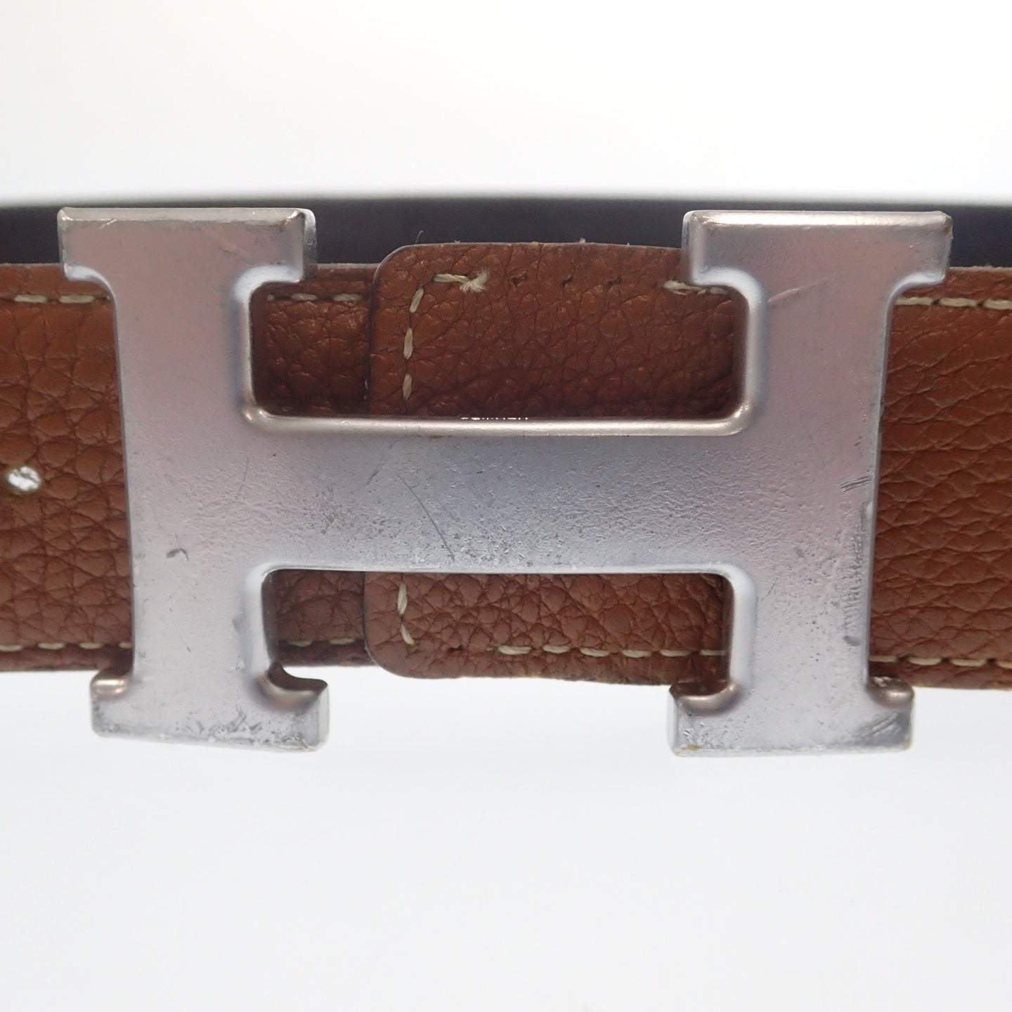 Good condition ◆Hermes leather belt Constance silver hardware □F engraving HERMES [AFI1] 