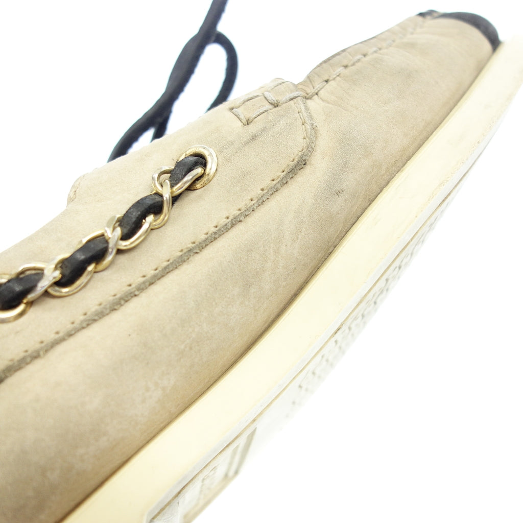 Used ◆CHANEL deck shoes ladies suede ladies beige CHANEL [AFC4] 