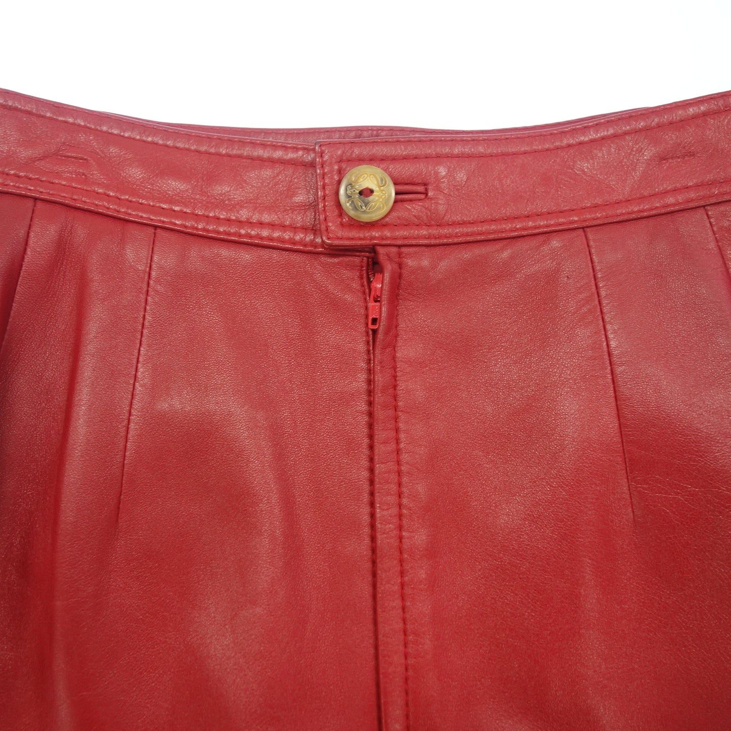 Used LOEWE Leather Skirt Anagram Nappa Leather Women's Red Size 38 LOEWE [AFB42] 