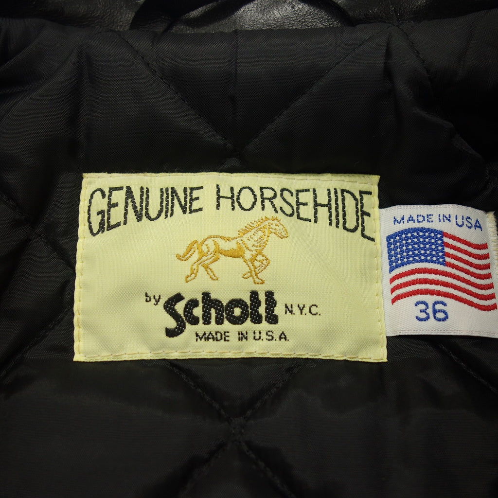 Good Condition◆SCHOTT Single Riders Jacket Leather Horsehide 689H Men's Size 36 Black SCHOTT [AFG1] 