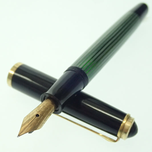中古◆ペリカン 万年筆 スーベレーン Souveran M400 ペン先14K 緑×黒×金 Pelikan【AFI3】