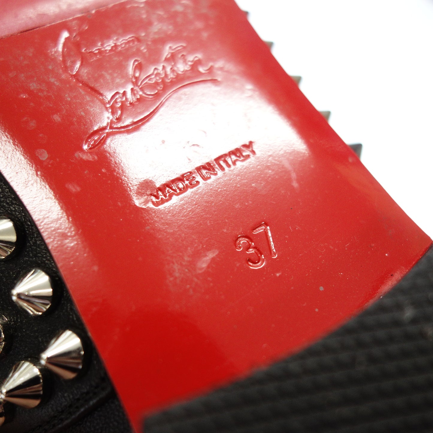 Christian Louboutin 皮鞋 钉鞋钉 LACE 554 SPIKES FLAT 女士 37 黑色 Christian Louboutin [AFD1] [二手] 