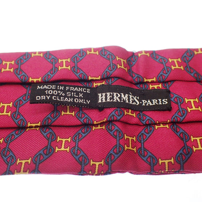 Hermes Ascot Tie Silk Chaine d'Ancre Wine Red HERMES [AFI21] [Used] 