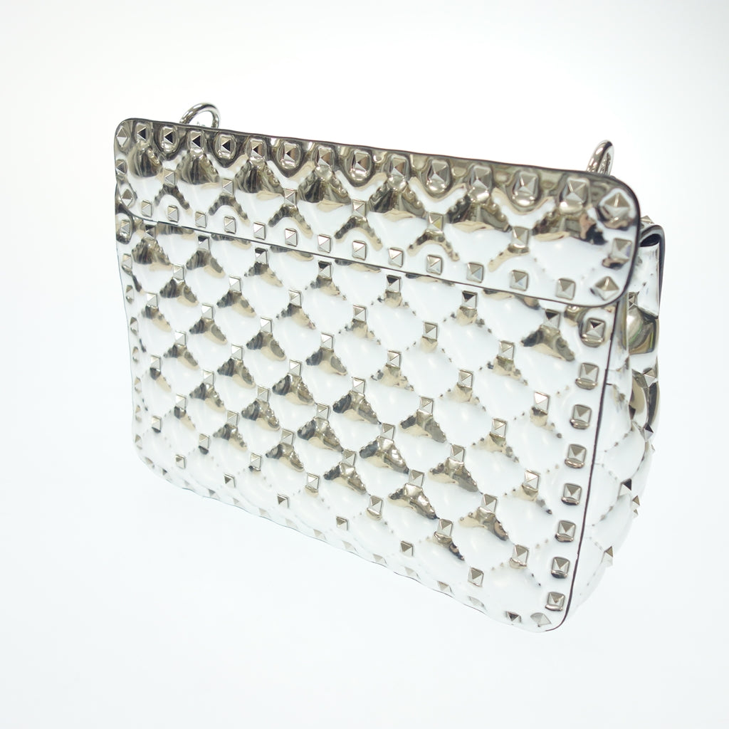 Good condition◆Valentino Rockstud Spike Shoulder Bag Silver VALENTINO [AFE11] 