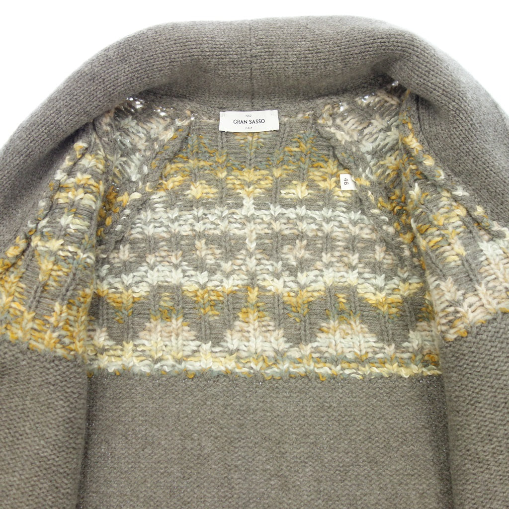 Good Condition◆GRAN SASSO Knit Cardigan Shawl Collar Nordic Made in Italy Men's Gray Size 46 GRAN SASSO [AFB2] 