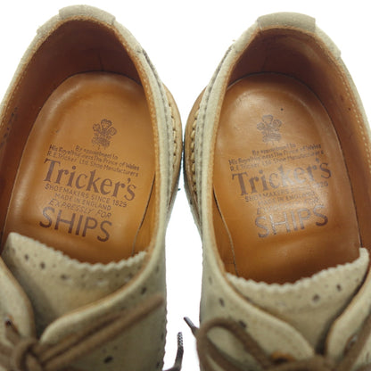 美品◆トリッカーズ シップス レザーシューズ ウイングチップ M5633 スエード メンズ ベージュ UK8 Tricker’s SHIPS【LA】