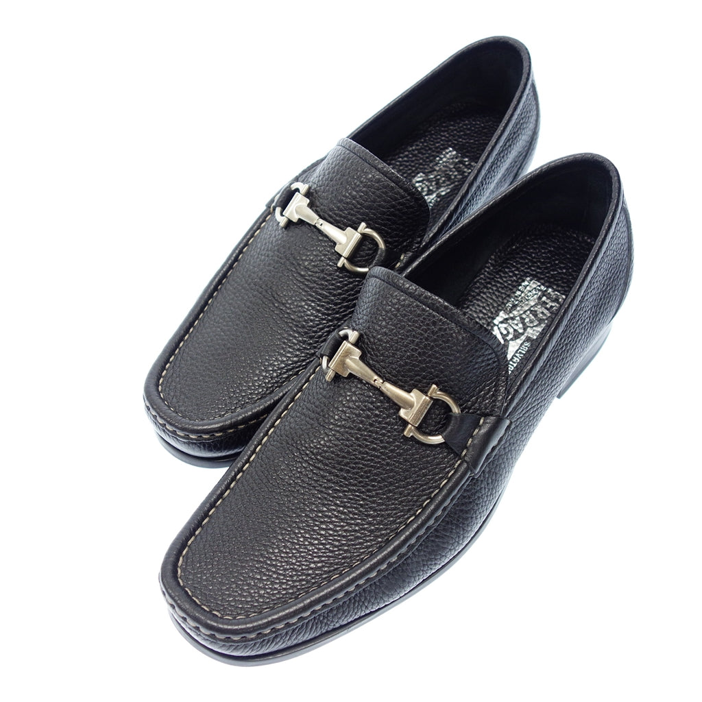 Good condition ◆ Salvatore Ferragamo leather shoes loafers Gancini black calf leather men's size 7.5 YQ5900 Magnifico NERO SALVATORE FERRAGAMO [LA] 