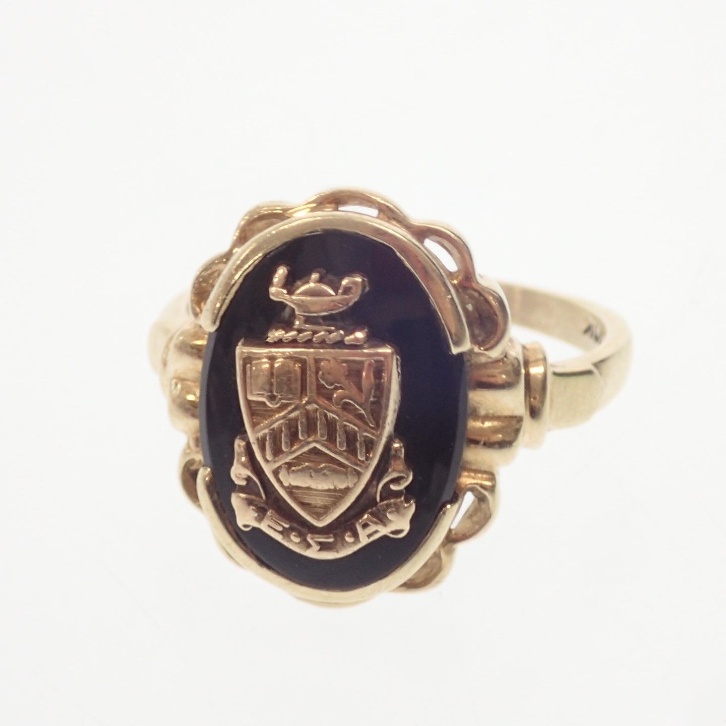 Good condition ◆ No-brand college ring 10K onyx 3.26g No. 9 [AFI9] 