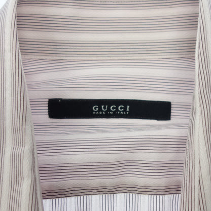 Good condition ◆ Gucci long sleeve shirt striped cotton men's 38 purple GUCCI [AFA20] 