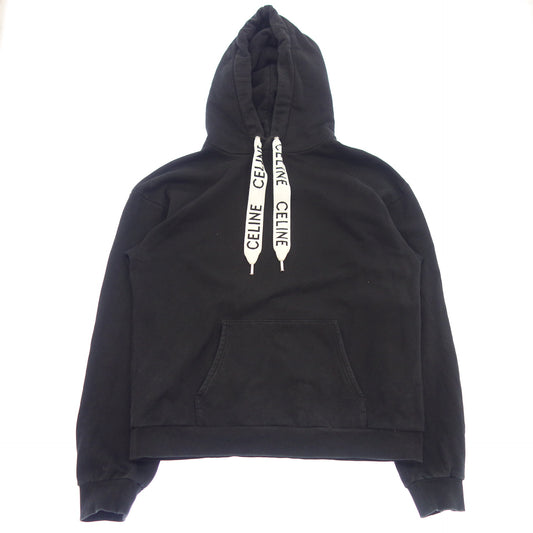 Used ◆CELINE Pullover Parka Logo Drawcord 2Y468670Q Black Men's Size XL CELINE [AFB43] 