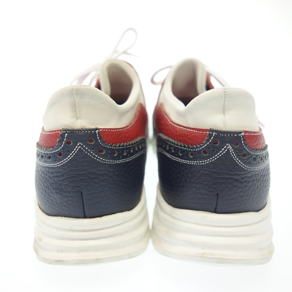 Good Condition ◆ HIROSHI TSUBOUCHI Leather Sneakers Wingtip Men's Size 7.5 Navy Red HIROSHI TSUBOUCHI [AFD12] 