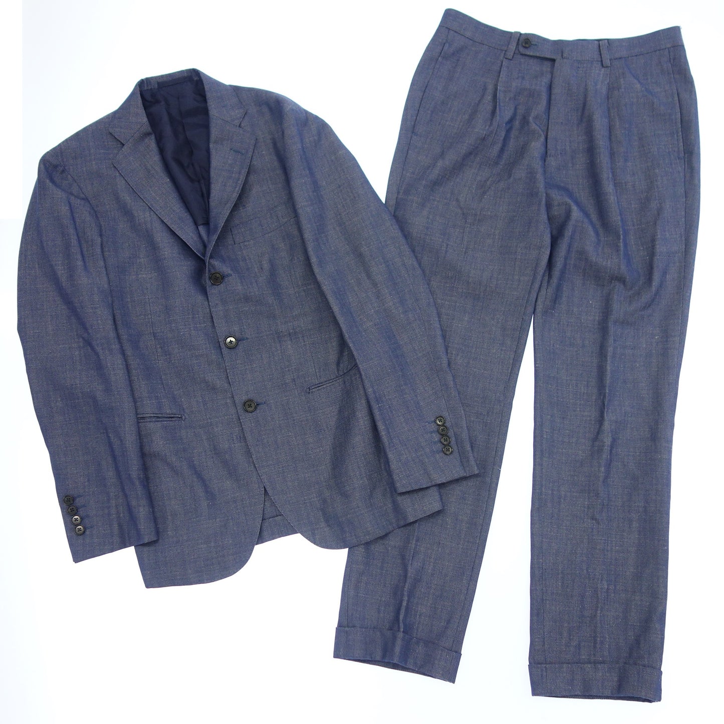 Good condition ◆ BEAMS HEART suit wool silk blend size 48 navy blue men's BEAMS HEART [AFA10] 