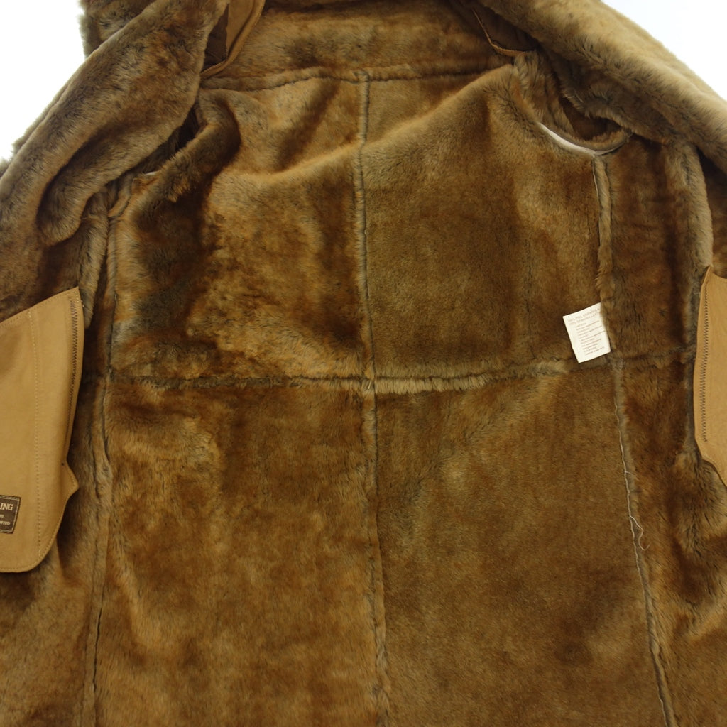 Good condition ◆ No-brand shearling fur coat Made in Spain Ladies size 38 Camel style [AFA14] 