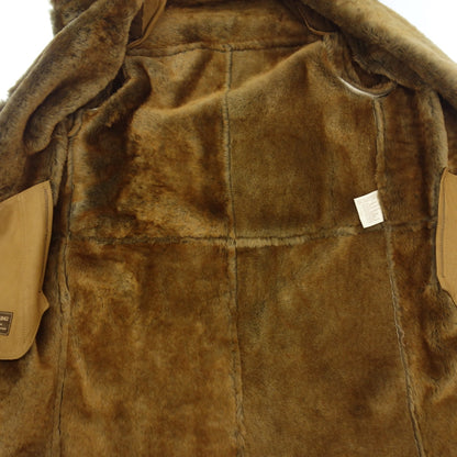 Good condition ◆ No-brand shearling fur coat Made in Spain Ladies size 38 Camel style [AFA14] 