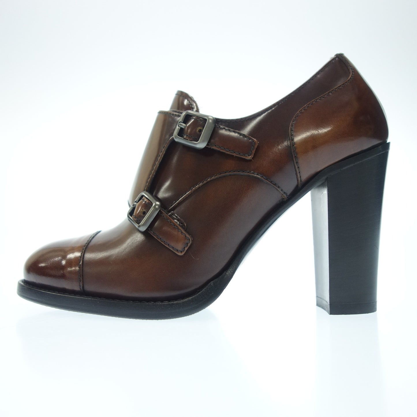 Very good condition ◆ Church's Leather Shoes Heel Double Monk Women's Brown Size 34.5 Church's [LA] 