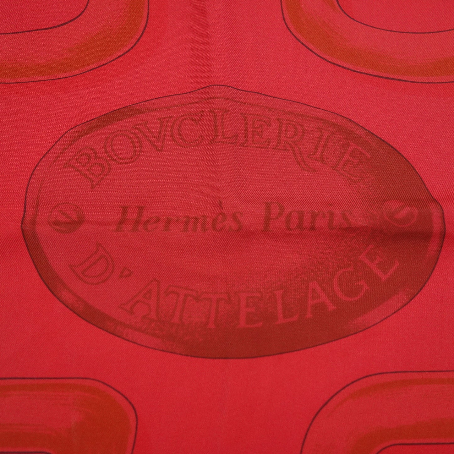 Good condition◆Hermes Carre Jean 140 Silk Large Stole Attrage Buckle BOUCLERIE D'ATTELAGE Red HERMES [AFI22] 