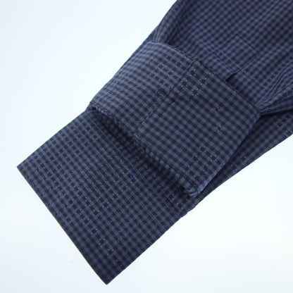 Hermes long sleeve shirt gingham check 39 men's blue HERMES [AFB20] [Used] 