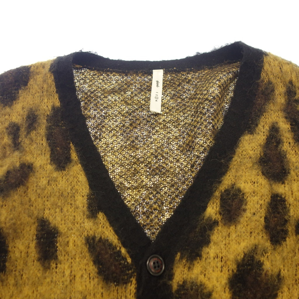 Good condition ◆ Glam knit cardigan mohair leopard pattern men's size 3 yellow glamb [AFB20] 