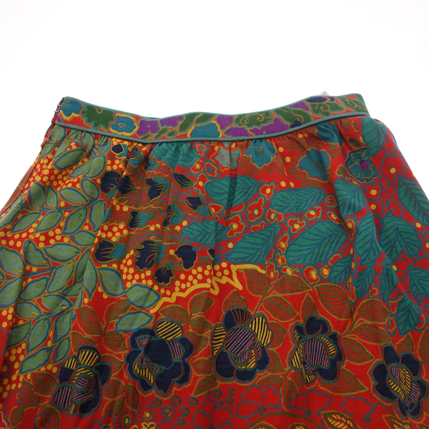 Good condition◆Leonard All-over pattern silk wool skirt ladies W63 red LEONARD [AFB15] 