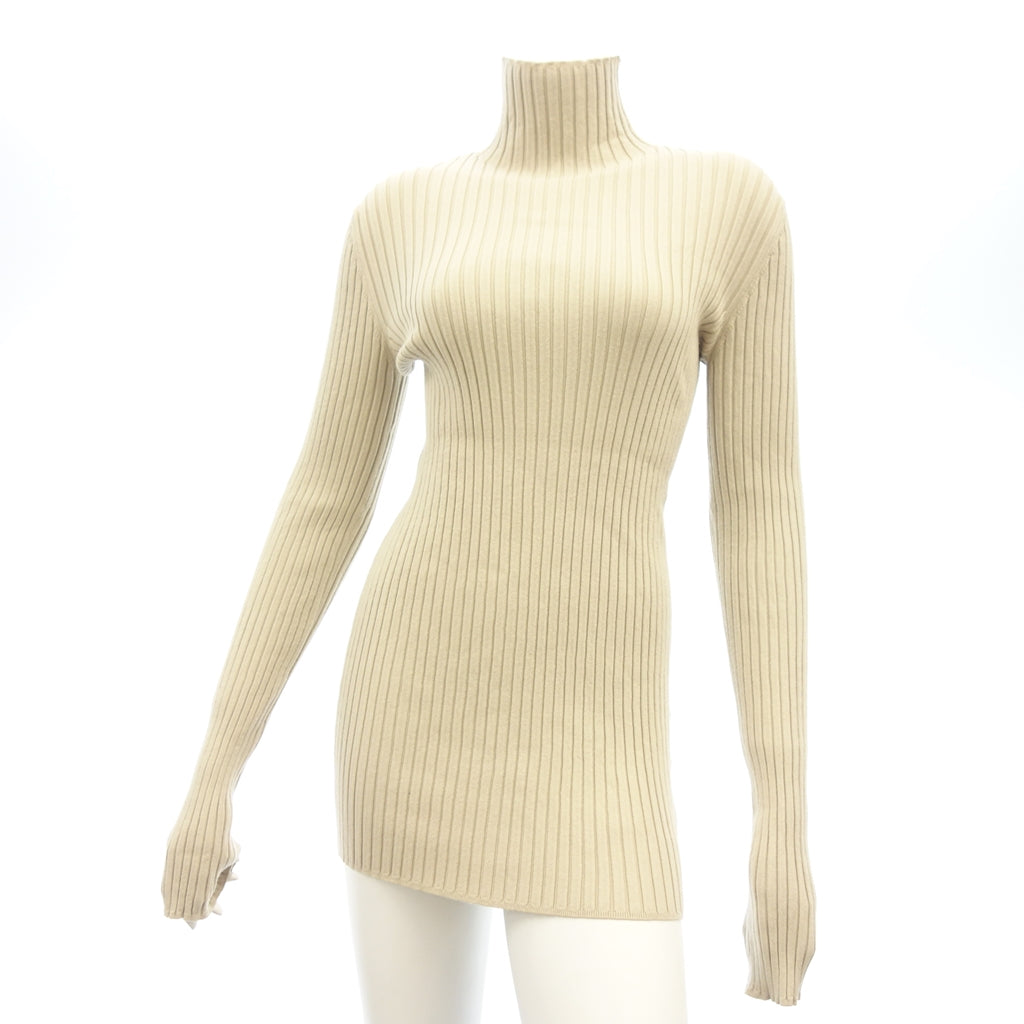 Good condition ◆ MM Six Maison Martin Margiela Turtleneck Knit Long Sleeve Rib Rayon Ladies Beige Size M MM6 Maison Martin Margiela [AFB32] 