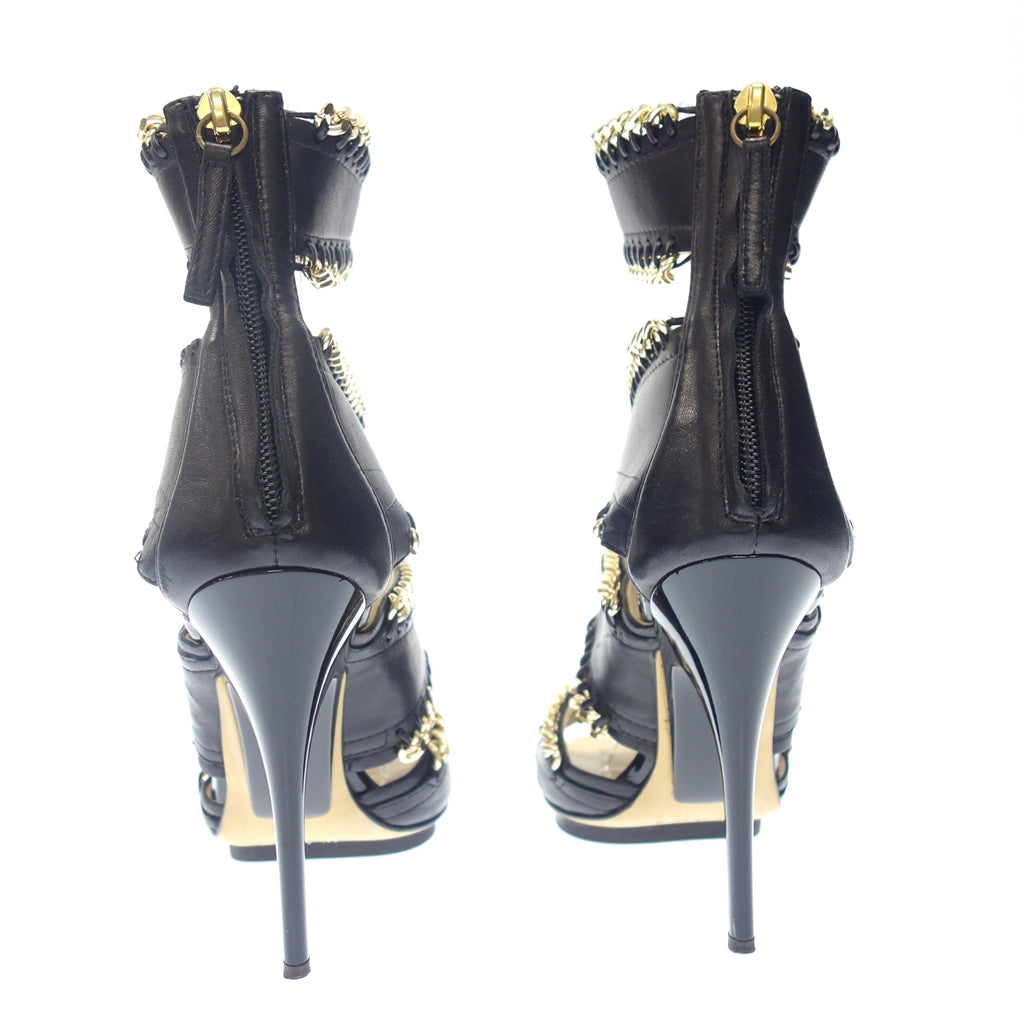 Used Giuseppe Zanotti Leather Heel Pumps Sandals Chain Ladies 35.5 Black Giuseppe Zanotti [AFC5] 