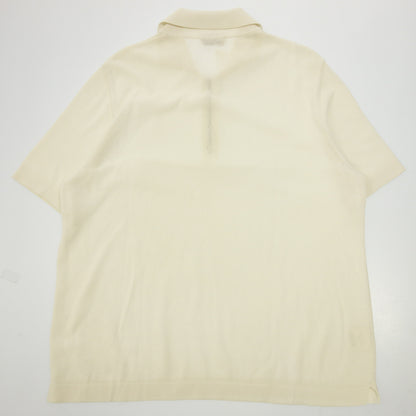 Used ◆Hermes Knit Polo Shirt Leather Pull Half Zip Size M Men's White HERMES [AFB30] 