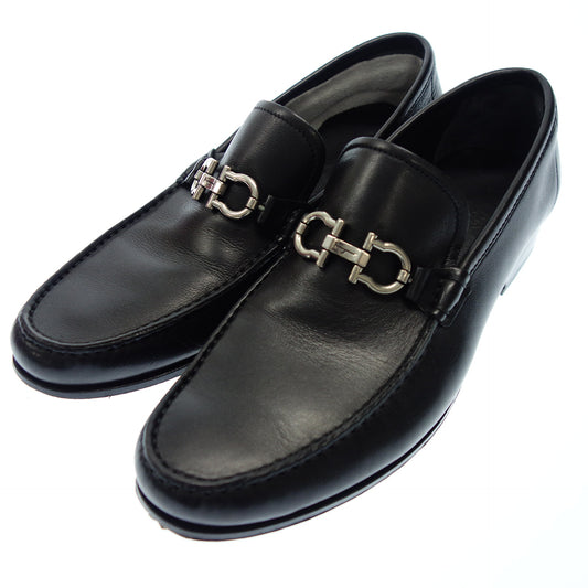 Very good condition ◆Salvatore Ferragamo leather loafer bit silver metal fittings men's 7E black Salvatore Ferragamo [AFD7] 