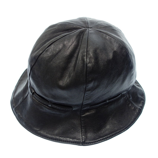 Used ◆ Gucci Leather Baguette Hat GG Plate Size L Black GUCCI [AFB42] 