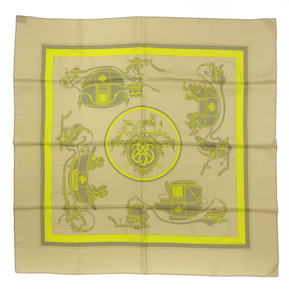 Hermes Scarf Carre90 Carriage Silk Beige x Yellow HERMES [AFI20] [Used] 