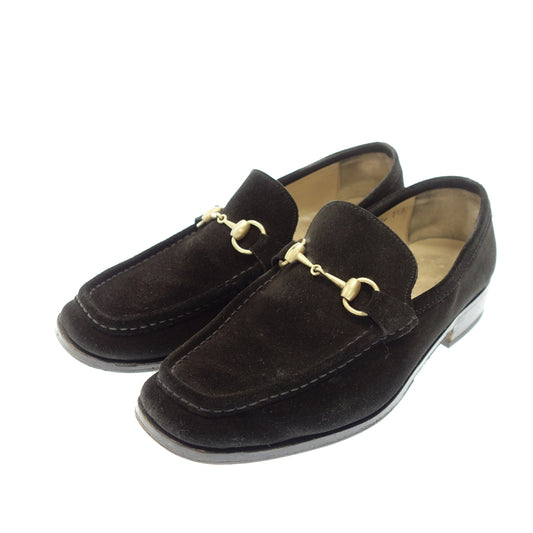 Good Condition◆Gucci Leather Shoes Bit Loafer Suede Men's 7.5 Black GUCCI [AFC49] 