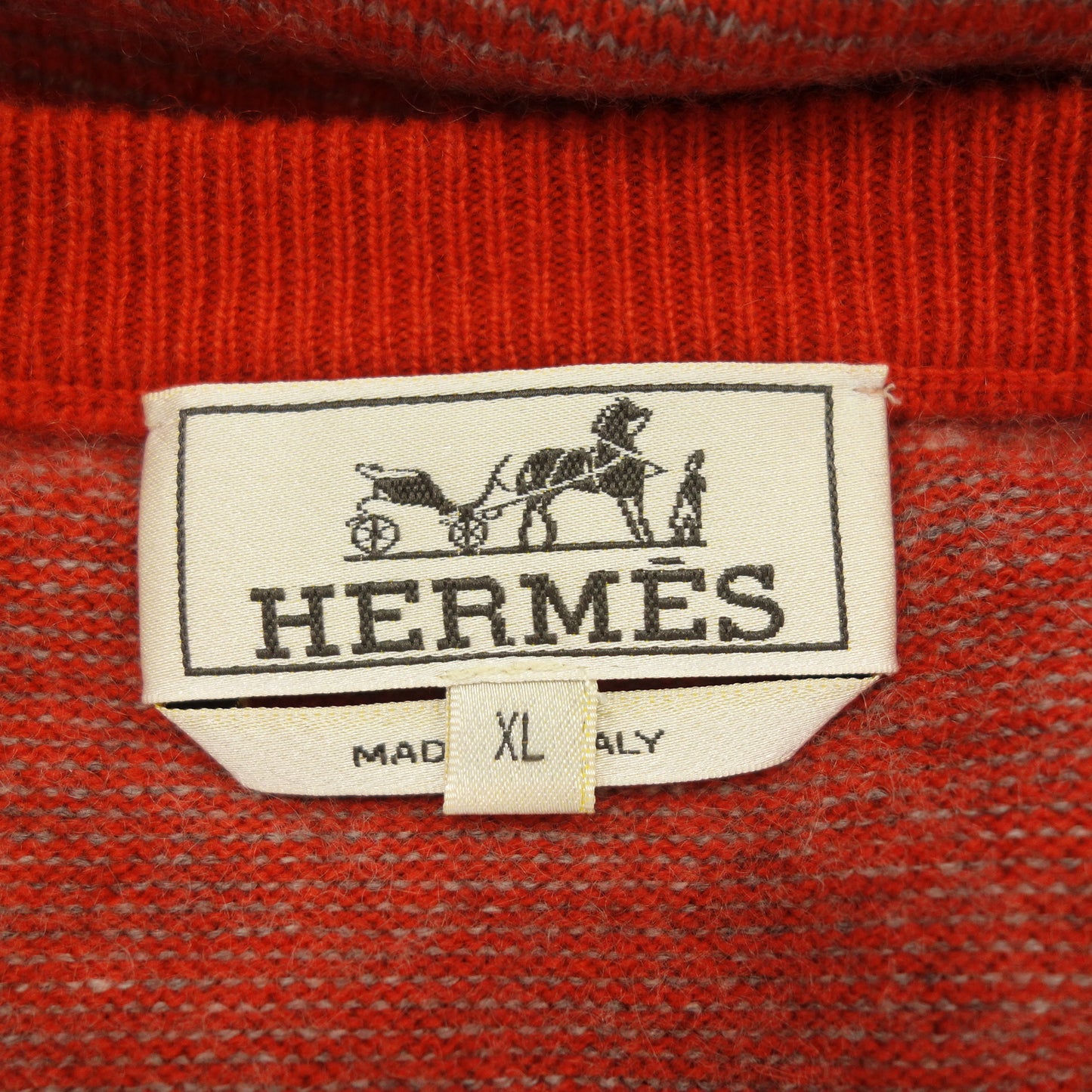 Good condition◆Hermes knit sweater cashmere V-neck men's red size XL HERMES [AFB31] 