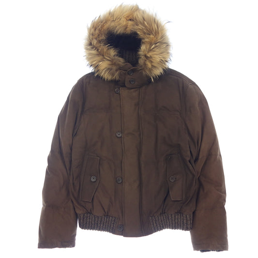 Very good condition ◆ Ermenegildo Zegna down jacket nubuck leather men's size 56 brown Ermenegildo Zegna [AFA24] 