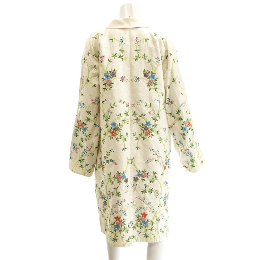 Used Dolce &amp; Gabbana Silk Coat Sequin Bead Embroidery Floral Pattern Ladies 38 White DOLCE&amp;GABBANA [AFB3] 