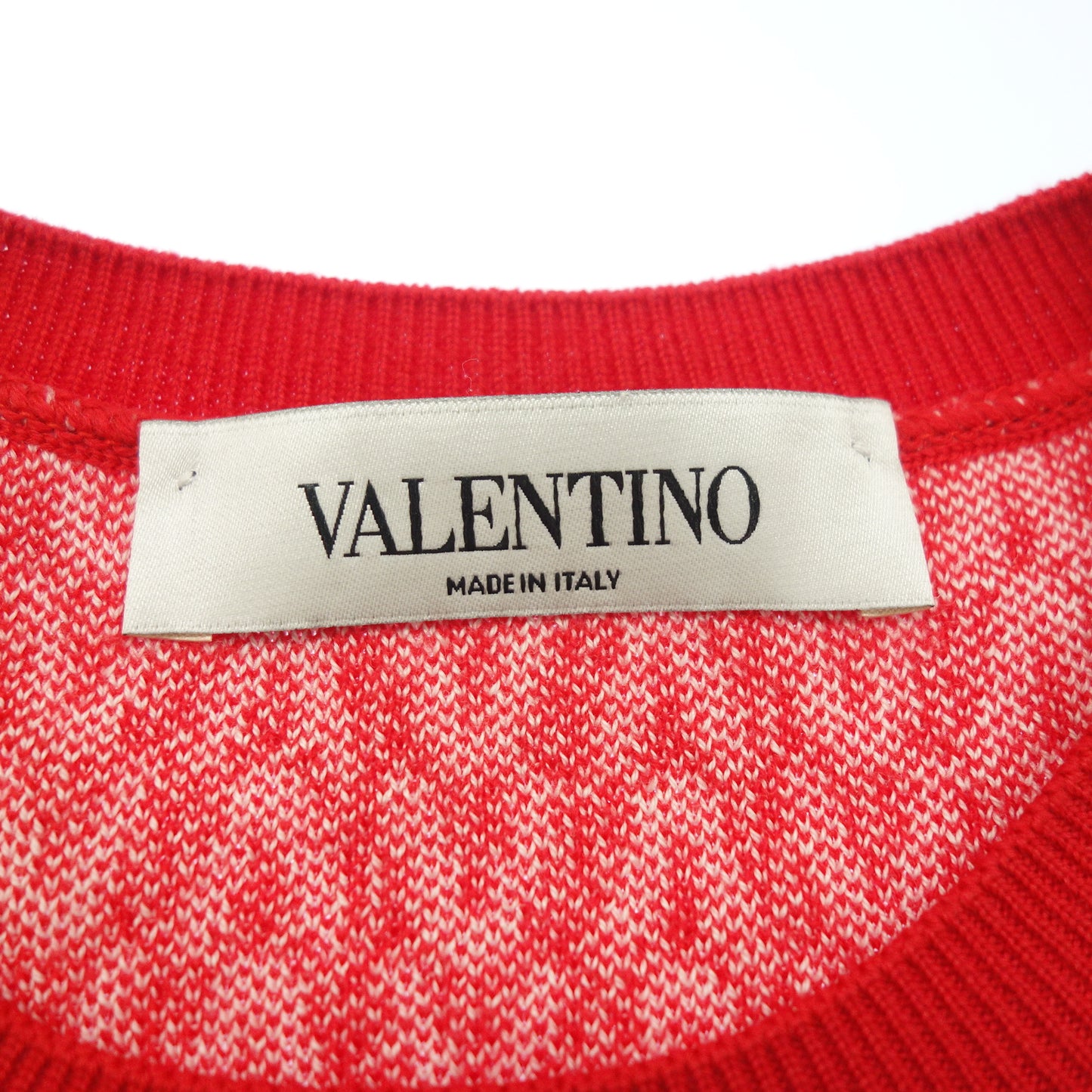 美品◆ヴァレンティノ ニット 半袖 Vロゴ レディース レッド系 サイズ XS VALENTINO【AFB15】