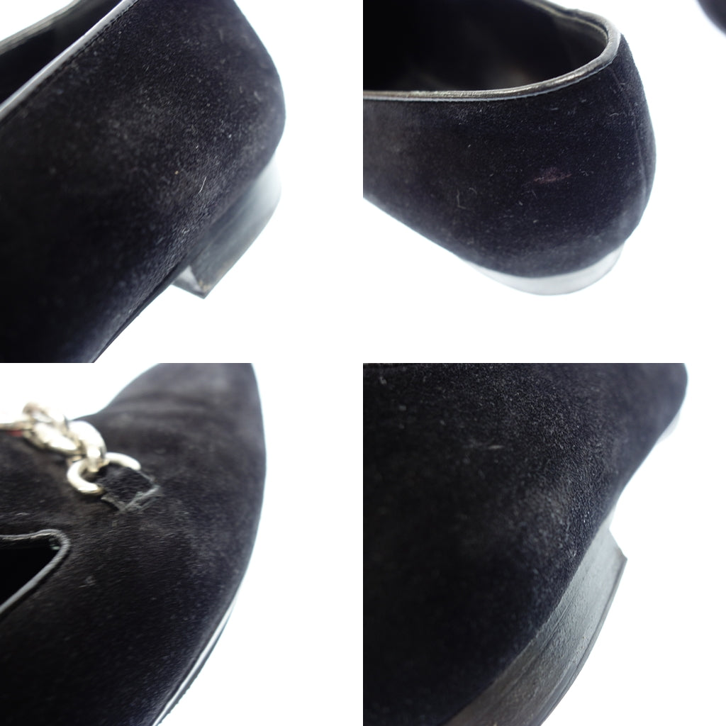 Good Condition◆Louis Vuitton Leather Loafer Suede LV Hardware SC0126 Women's 38 Black LOUIS VUITTON [AFD1] 