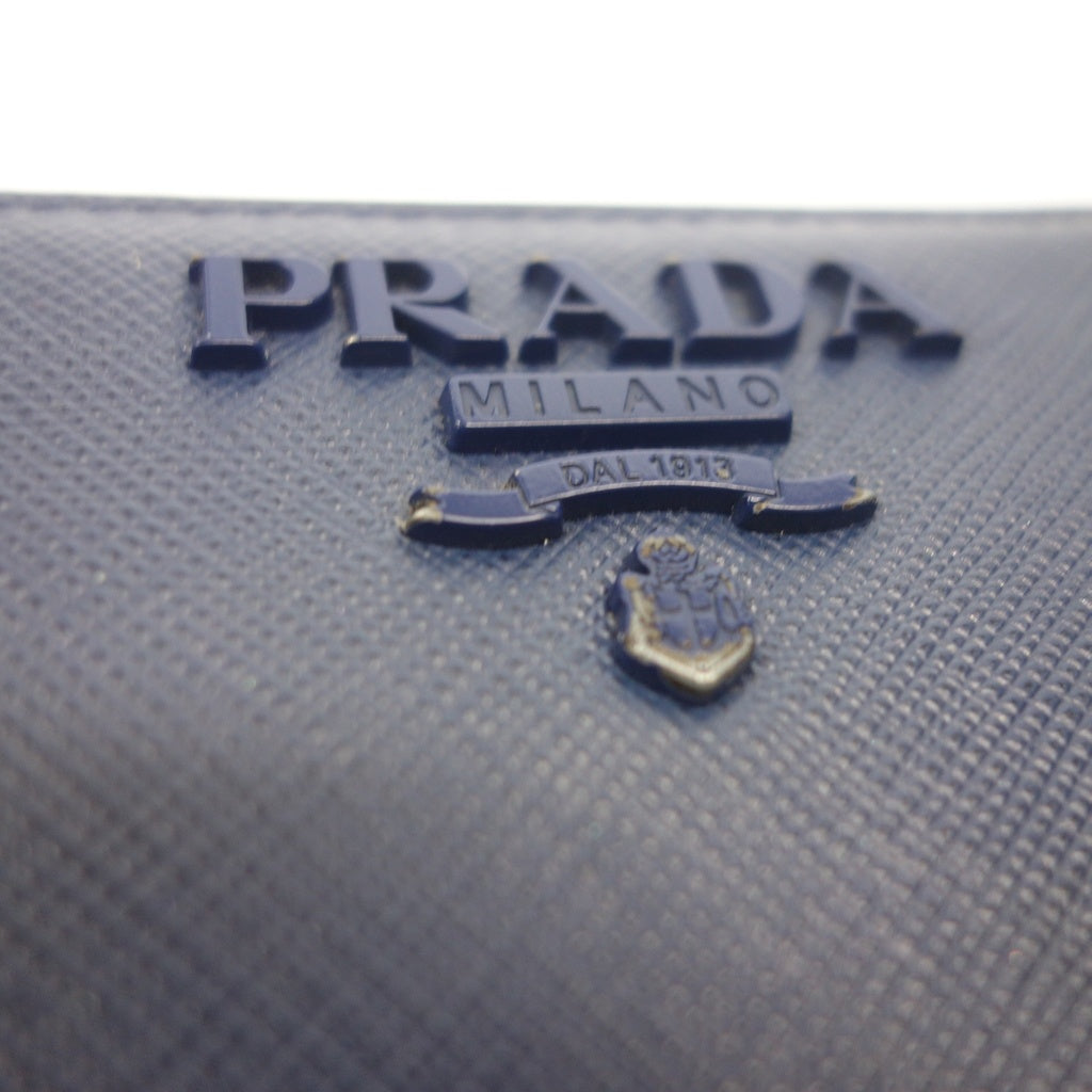 中古◆プラダ 長財布 ラウンドファスナー ネイビー PRADA【AFI16】