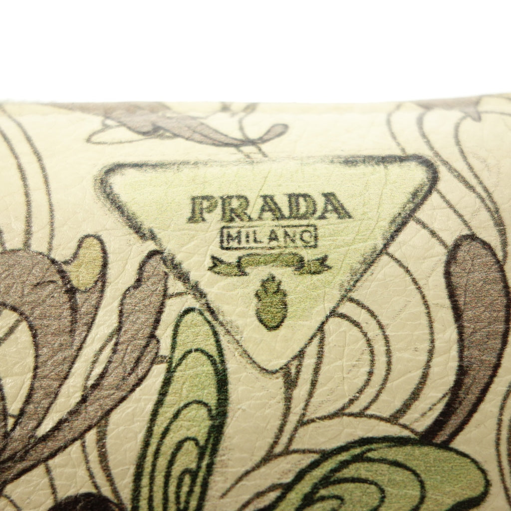 Used ◆ Prada long wallet GLACE RABBIT LI round zip leather ivory x mint green PRADA [AFI18] 