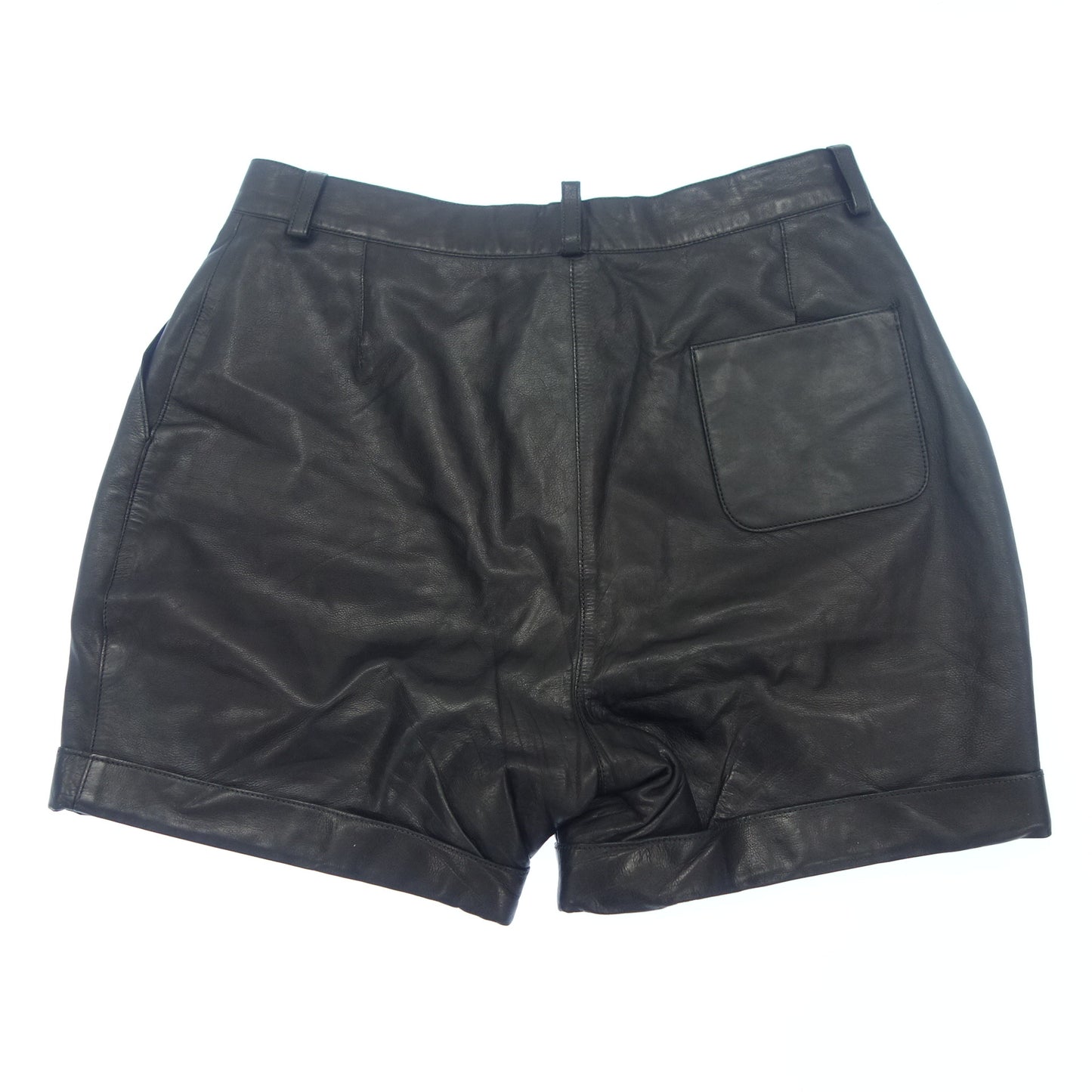 Good Condition◆Hermes Leather Pants Shorts Serie Button Calfskin Women's Black Size 36 HERMES [AFG1] 