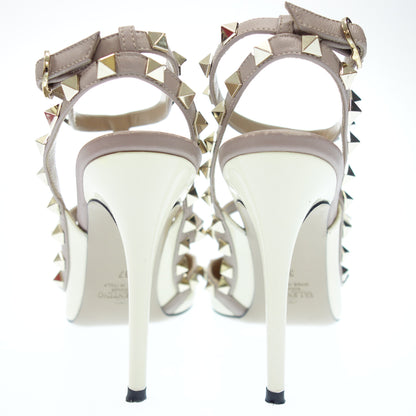 Valentino Heel Pumps Studded Patent 37 White [AFD1] 