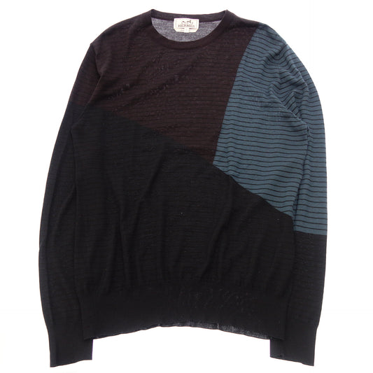 Used ◆Hermes Knit Sweater Cashmere Marine Border Size S Men's Black/Blue HERMES [AFB42] 