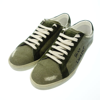 Saint Laurent lace-up sneakers canvas logo embroidery men's 43 green SAINT LAURENT [AFD5] [Used] 