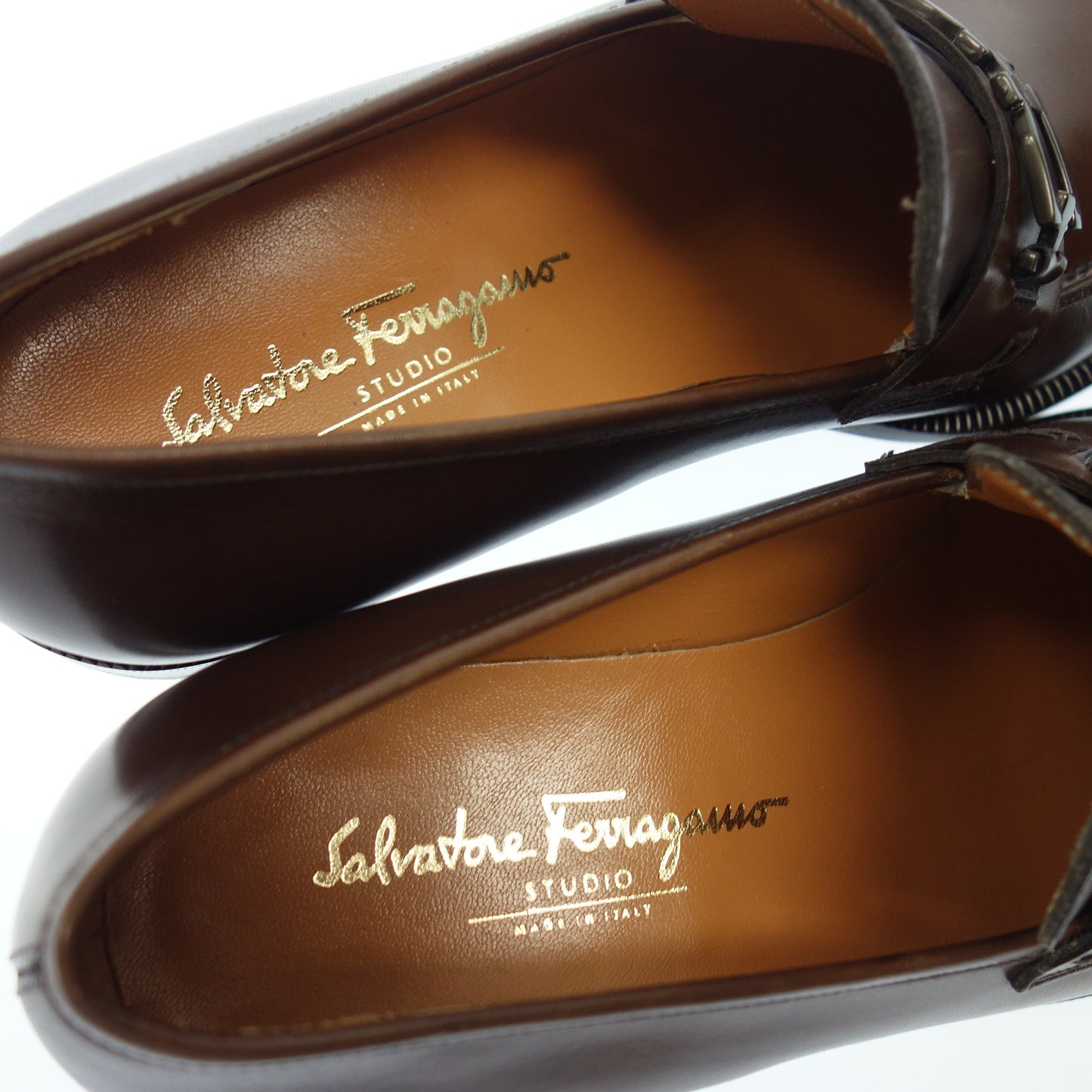 極美品◆サルヴァトーレフェラガモ ビットローファー メンズ 8h 茶 Salvatore Ferragamo【AFC55】