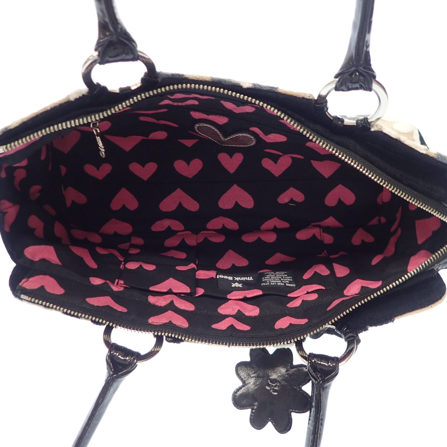 Think Bee Just Heart Handbag Floral Motif Think Bee! just heart【AFE10】【Used】 