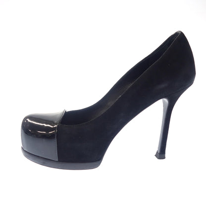 Used ◆ Yves Saint Laurent Patent Suede Leather Heel Pumps Women's 35 Black Yves Saint Laurent [AFC1] 