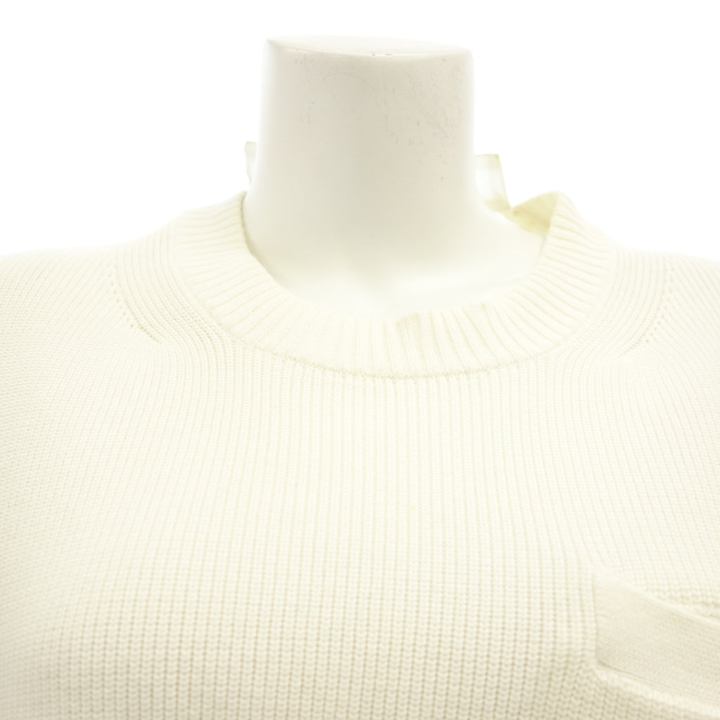 Used Sacai 17SS Short Sleeve Pullover Shirt Cotton x Polyester Docking Knit Shirt Women's White Size 2 Sacai [AFB41] 