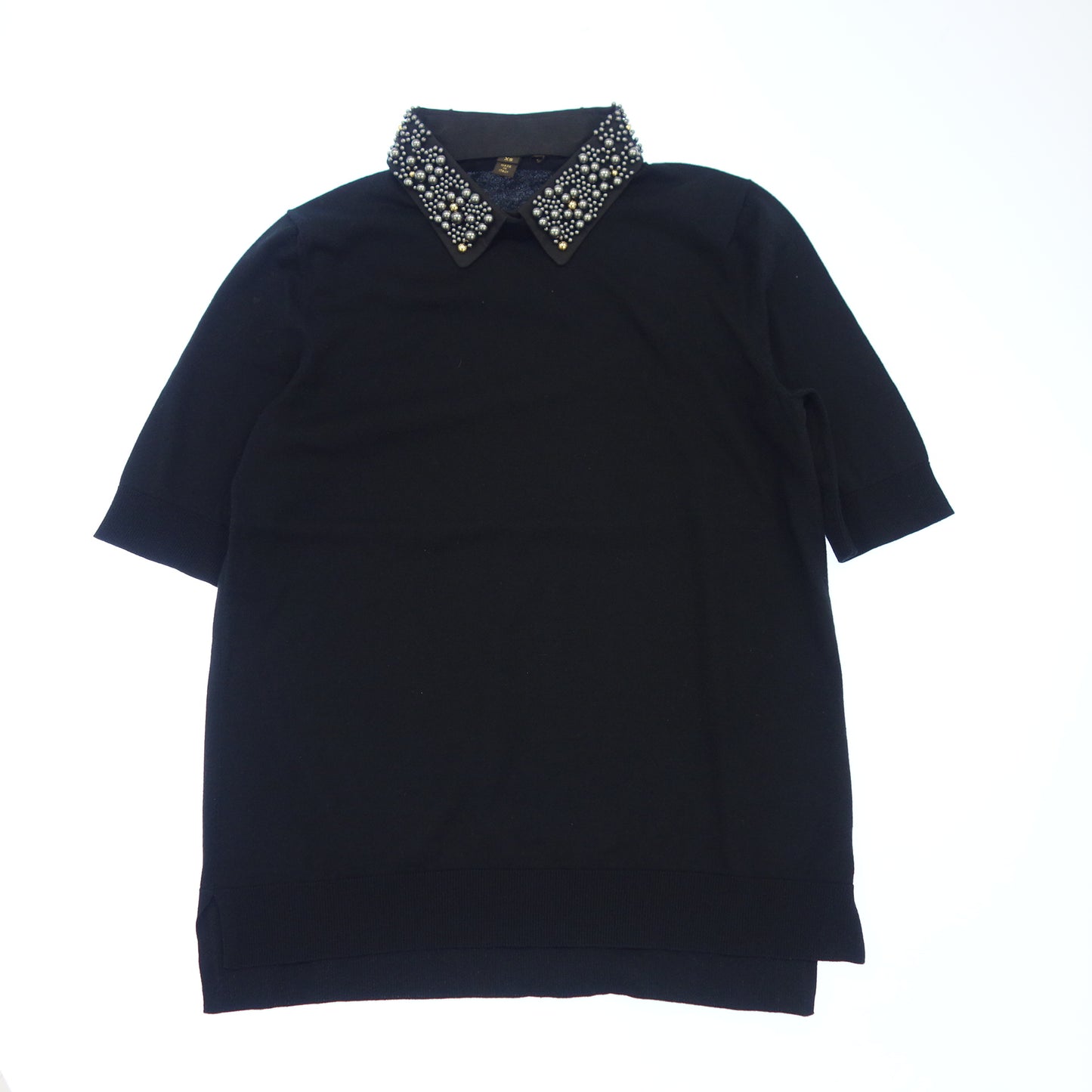 Good condition ◆Louis Vuitton T-shirt 13SS Collar Bijoux Cotton Ladies Black Size XS LOUIS VUITTON [AFB3] 