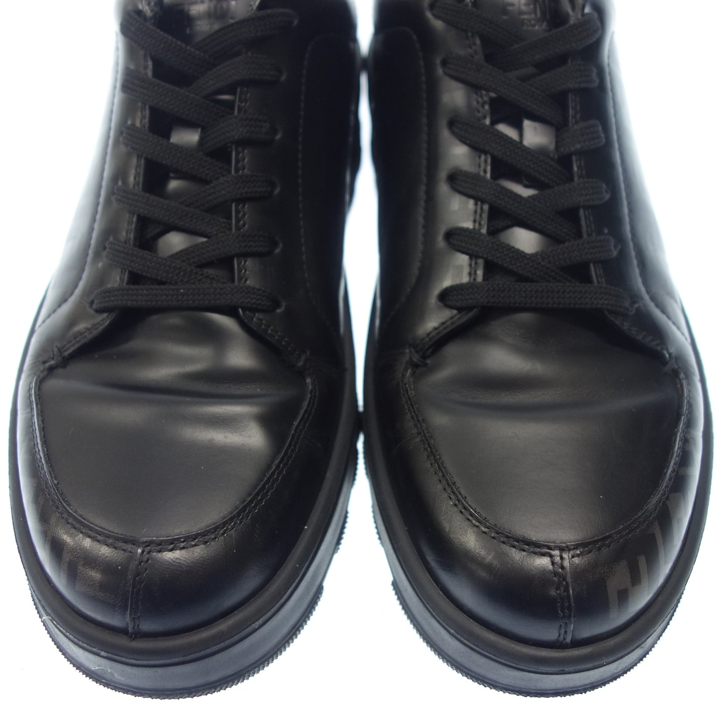 芬迪 皮革运动鞋 Zucca 1297 男式 7E 黑色 FENDI [AFC17] [二手] 