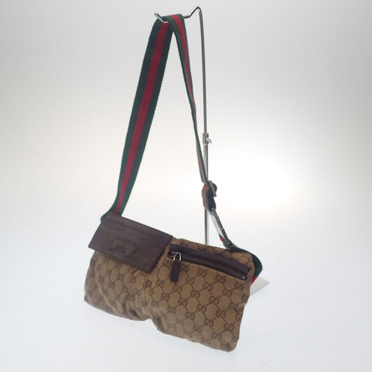 Used ◆ Gucci Waist Pouch Sherry Line 28566 4276 GG Canvas Brown GUCCI [AFE12] 