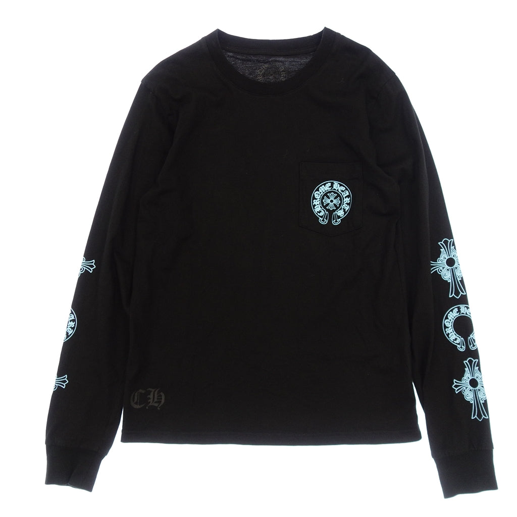 美品◆クロムハーツ ロングTシャツ ブラック プリントデザイン メンズ サイズM CHROME HEARTS【AFB31】